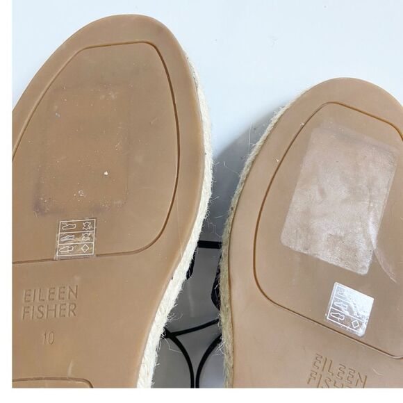 Eileen Fisher Tumbled Leather D’Orsay Flat Espadrille Sandal size 10 - Picture 11 of 12